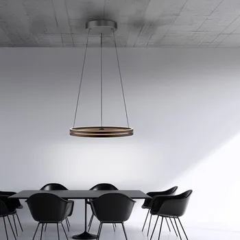 Závěsné LED světlo PURE E-Loop, dub/černá perla, Ø 70 cm hliník, CCT - Stříška – Ø 35,3 cm, výška 6 cm dub, černá perla 1 x 20 W LED (dolů) + 1 x 20 W LED (nahoru) - Doprava zdarma