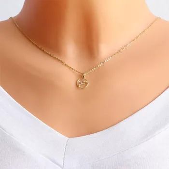 Přívěsek Přívěsek z 585 žlutého zlata, hvězdné znamení Panna, čiré zirkony, kruh