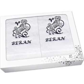 Ručník Luxusní dárková sada ručník + osuška Znamení Beran bílá/šedá