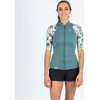 DECATHLON Dámský top s krátkým rukávem a UV ochranou Yulex100 1,5 mm XL ZELENÁ