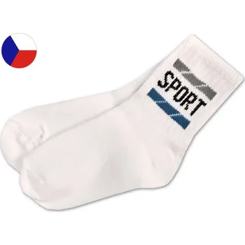 Pánské ponožky Dětské bavlněné ponožky SPORT 26/27 Bílé se vzorkem