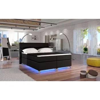 Postel Postel Boxspring Amadeus 200x180, černá (koženka - bao 08)