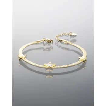 Náramek Prosperk Náramek z chirurgické oceli zlaté barvy s bílou hvězdou S4019