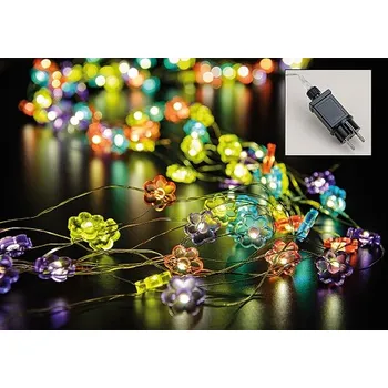 Vánoční dekorace Řetěz větvený barevné květiny 120 mikro LED na drátku 100 cm do zásuvky