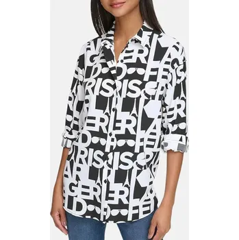 Dámská košile Dámská černo-bílá košile Karl Lagerfeld - Velikost L, Barva Černá 55935 L3HA8518