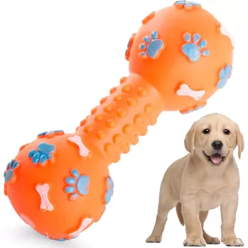 Hračka pro psa Pískací žvýkací hračka pro psy ve tvaru činky