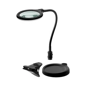 Stojací lampa goobay Stolní lampa s lupou, 100mm, 3 dioprie, LED osvětlení 6W, klip a stojánek, černá (64990) - 40.92.0362