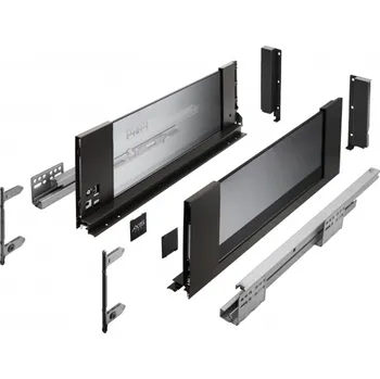 Nábytkové kování Zásuvka GTV AXIS PRO H 168, L 550, tlumicí dovírání, bočnice se sklem, černá (C)