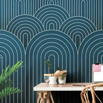 Tapeta Dovido Samolepící tapeta modrý vzor duhy Mid-Century