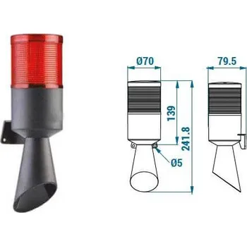 Maják LED maják 70 mm se sirénou TERMWH0500