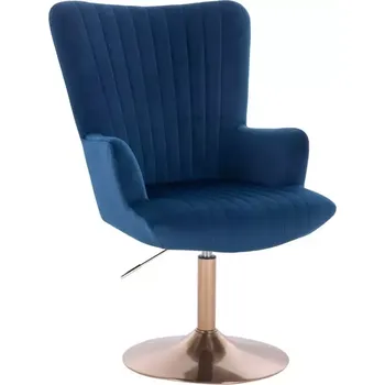 LuxuryForm DESIGN Křeslo AMADEO VELUR na zlatém talíři - modré