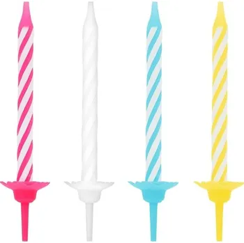 Dortová svíčka Dortové svíčky 24ks+12 6cm, Proužek Spirála, mix