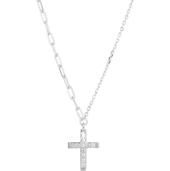 Náhrdelník EVOLUTION GROUP CZ Stříbrný náhrdelník kříž se zirkony - 12100.1