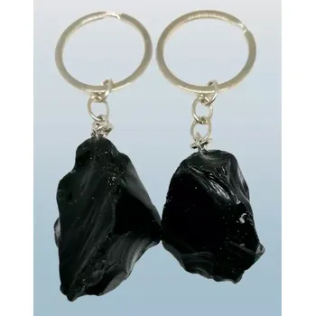 Obsidiánová klíčenka s přírodním minerálem
