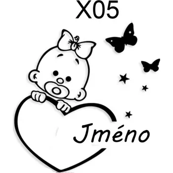 Samolepicí dekorace na vozidlo Home Deco Auto nálepka - Dítě v Autě - Batole Holčička 11x12cm