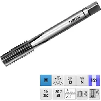 Závitořezný nástroj Narex Ždánice 041530013160100 - Závitník sadový ruční M16 x 2,0 mm HSS LEVÝ - velikost č. I ČSN 22 3010 kód 0200