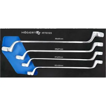 Očkové ohnuté klíče 20-32mm ve vložce do dílenského vozíku Högert Germany