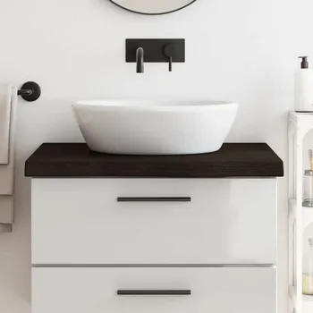 vidaXL Koupelnová deska 80x50x(2-6) cm ošetřený masiv [3156025] Barva: tmavě hnědá