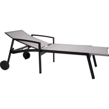 Zahradní lehátko Stern Polohovací lehátko Kari, Stern, 83x205x65 cm, rám lakovaný hliník černý (black matt), výplet textilen linen grey