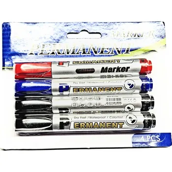 QiiM CL-101 Barevné Voděodolné Fixy, Sada 4 ks, Multipovrchové, Kulatý Hrot (Voděodolné fixy | Fixy na všechny povrchy | Kreativní fixy | Fixy pro děti | Fixy pro studenty | Fixy pro umělce | Fixy QiiM CL-101 | Silné fixy | Kulaté fixy | Červené fixy |)