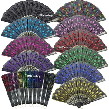 Karnevalový doplněk Vějíř zdobený flitry - více barev NÁHODNÝ VÝBĚR