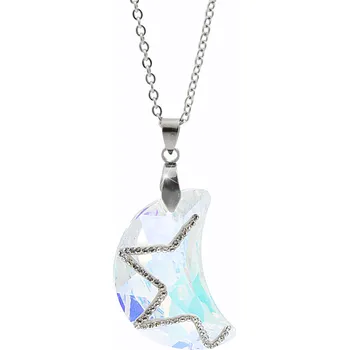 Náhrdelník JSB bijoux s.r.o. Ocelový náhrdelník střední měsíček Swarovski AB