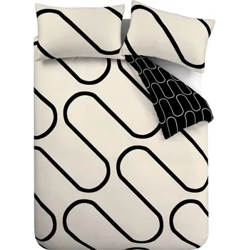 Povlečení Černo-béžové povlečení na jednolůžko 135x200 cm Linear Curve – Catherine Lansfield ID_1456812