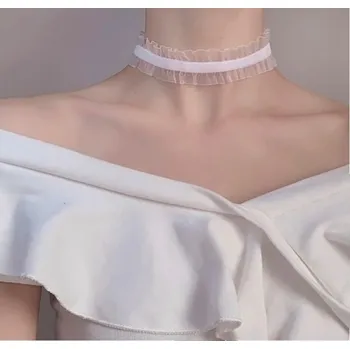 Obojek pro psa Elegantní náhrdelník úzký obojek kolem krku bílý