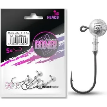 Rybářský háček DELPHIN - Jigová hlava s límečkem Bomb! 7,5 g vel. 3/0 5 ks