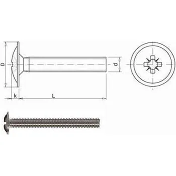 Šroub Šroub metrický M 6 x 40 mm, s půlkulatou hlavou a límcem Phillips, DIN 967, ocel 4.8, zinek bílý, (100ks)
