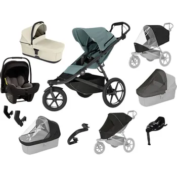 Kočárek Luxusní set Thule Urban Glide 3 Mid blue+ korba Soft Beige + pláštěnka + moskytiéra + madlo + pláštěnka + moskytiéra + PIPA™ next caviar Autorizovaný prodejce
