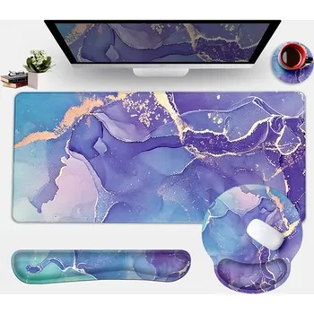 Podložka pod myš Huado XXL ergonomický set podložek k PC 4v1 Fialový mramor Huado MRBL-59059