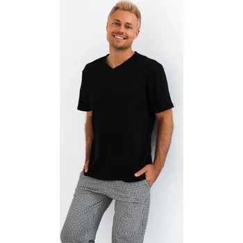 Pánské pyžamo Černé kostkované pyžamo Sensis Pedro kr/r M-2XL Velikost: M