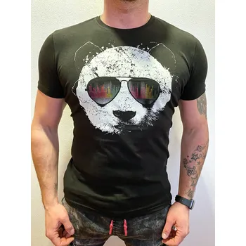 Pánské tričko Pánské tričko s potiskem PANDA - černé, VELIKOST S