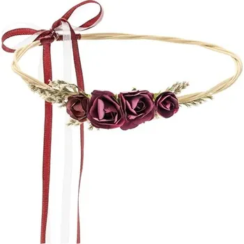 Květinová čelenka - vínová