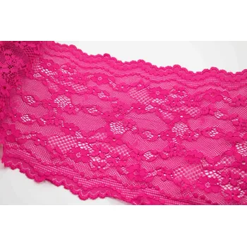 Elastická krajka, vsadka - ostře růžová - šířka 17 cm