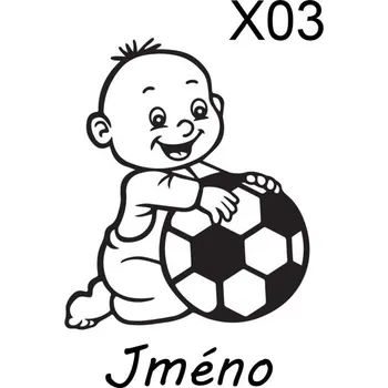 Samolepicí dekorace na vozidlo Home Deco Auto nálepka - Dítě v Autě - Kluk s míčem Nálepka 10x12cm