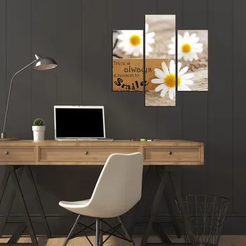 Bytová dekorace ASIR Sada nástěnných obrazů SEDMIKRÁSKA 20 cm MDF