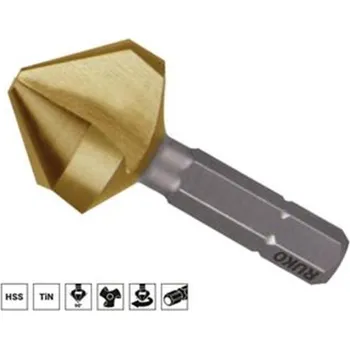Vrták Ruko W102314T - Záhlubník kuželovýpr. 8,3 mm tříbřitý 90°, délka 31 mm, stopka BIT 1/4", "Short" HSS-TiN