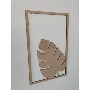 Obraz Home Deco 3D dřevěná dekorace na zeď - Listy Monstera 30x50cm