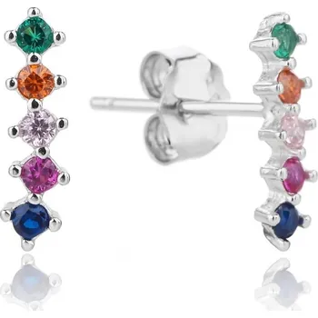 Náušnice JKB Jewel Stříbrné náušnice Milia s barevnými zirkony