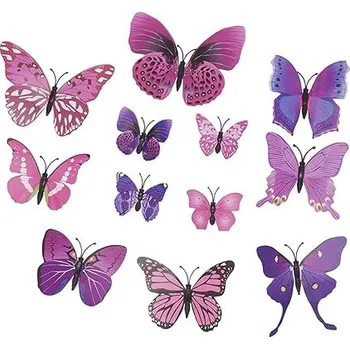 Jedlá dekorace na dort 3D motýli - nalepovací dekorace, 36 ks