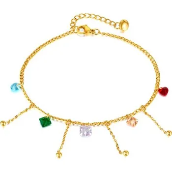 Náramek Řetízek na nohu z chirurgické oceli Candy Color Zlatý Titan Jewerly GZ180