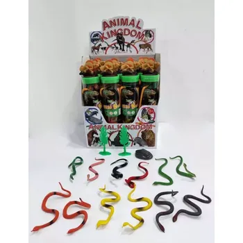 Hračka pro nejmenší hadi v tubusu – sada gumových hadů v plastovém boxu