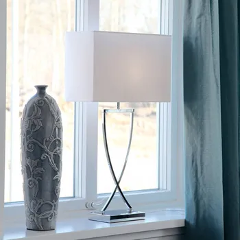 Lampička By Rydéns Omega stolní lampa chrom/bílá výška 69 cm - kabelu se zástrčkou 200 cm chrom, bílá 1 x 40 W - Doprava zdarma