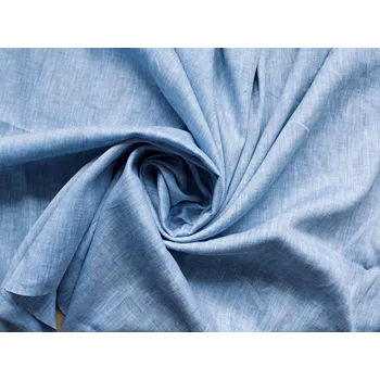 Snový svět Lněná látka modro-bílý melír 125 g/m2