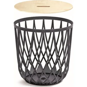 Odpadkový koš Univerzální koš UNIQUBO s dřevěným víkem 33,7 cm - barva: antracit