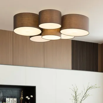 Stropní svítidlo Lindby Maureka, 94 cm, šestisvětlo, textilní antracit 6 x 15 W LED - Doprava zdarma