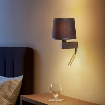Lampička Euluna Nástěnné světlo Chillin s lampou na čtení, černá/zlatá - Výška stínidla na lampu 16 cm černá, zlatá 1 x 40 W E27 + 1 x 10 W LED G9 - Doprava zdarma