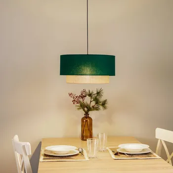 Duolla Závěsné světlo Boho Ø 45 cm 1žárovka zelená/juta - Stříška - Ø 10 cm, výška 3 cm tmavě zelená, hnědá, bílá 1 x 15 W LED - Doprava zdarma